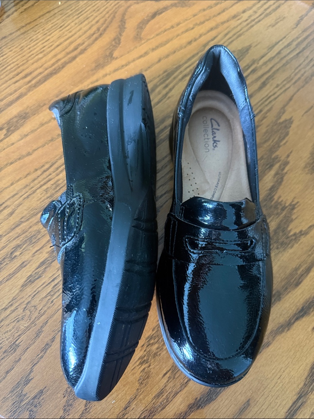 Clarks Black Rubber Sole Slip-On Shoes